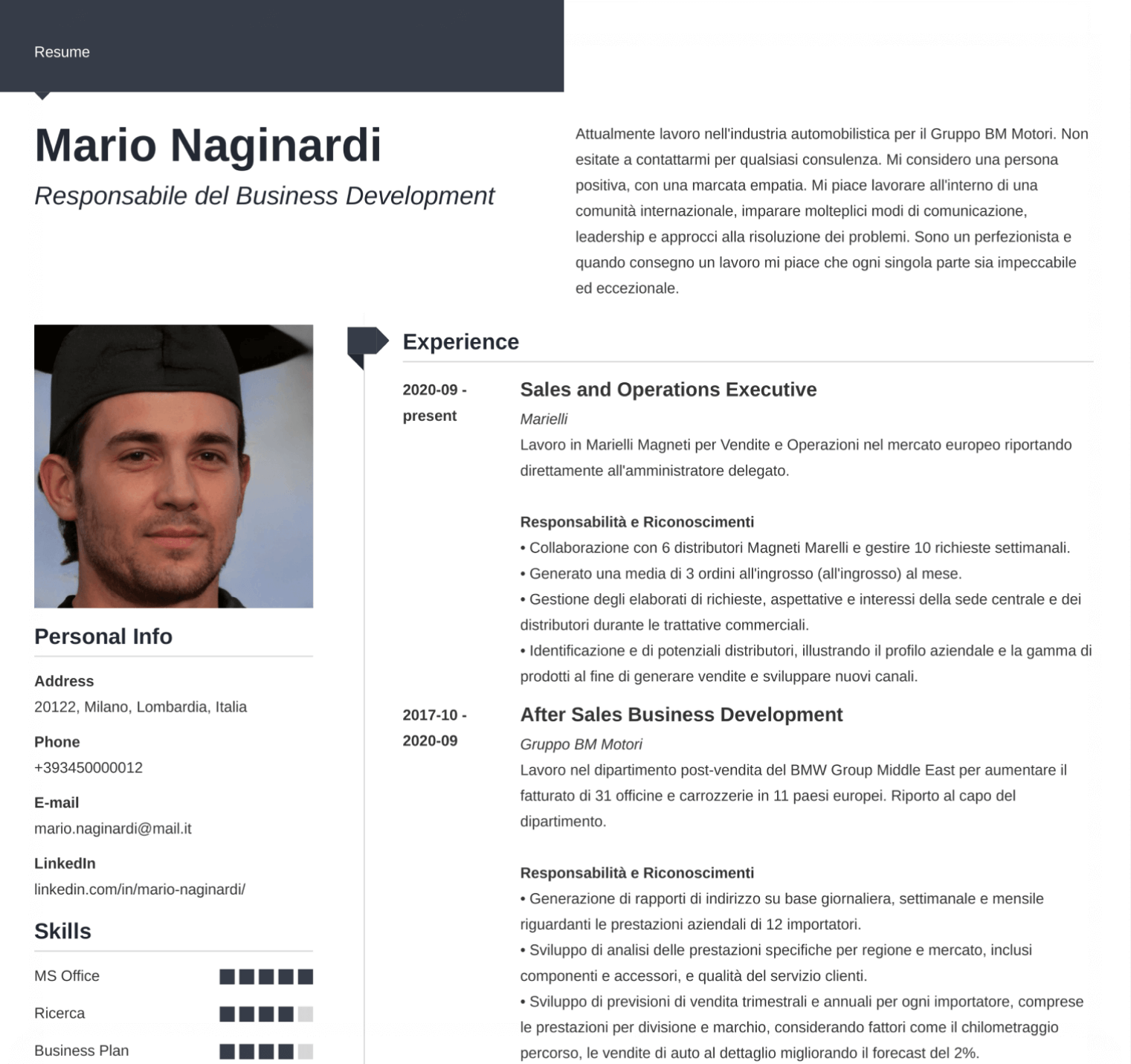 Esempi di Curriculum Vitae