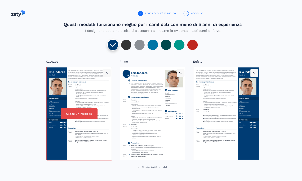 Scegli il modello di CV che preferisci